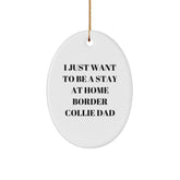 Funny Border Collie Dad Gifts from Friends for Men - I Just Want To Be A Stay At Home Border Collie Dad Oval Ornament - Image 1